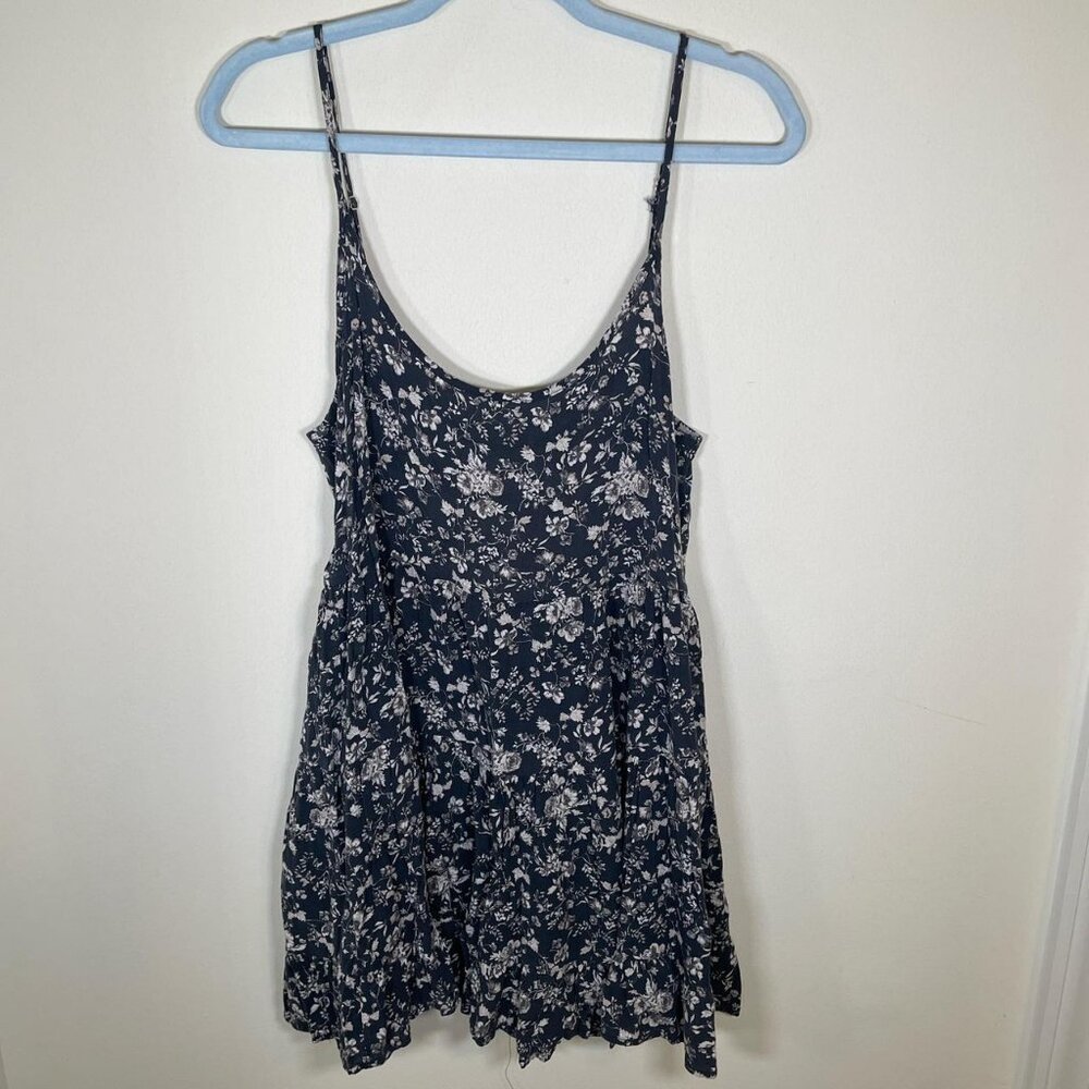 Brandy Melville Blue Floral Open Back Babydoll Mini Dress
